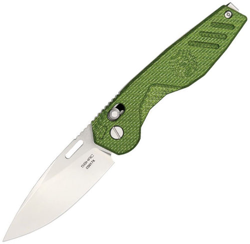 Extrema Ratio BFK folding knife with stonewash N690 drop point blade and green carbon fiber handle (EX0178SWF2)