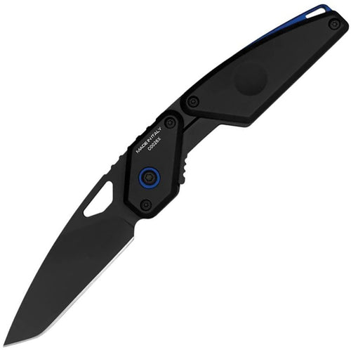 EX0180NITBLKB: Extrema Ratio Aero linerlock, black and blue handle, 2.75" black tanto blade