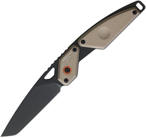 EX0182NITBLKMO: Extrema Ratio Aero FX fixed blade, mud aluminum handle with orange accents, 2.75" tanto blade