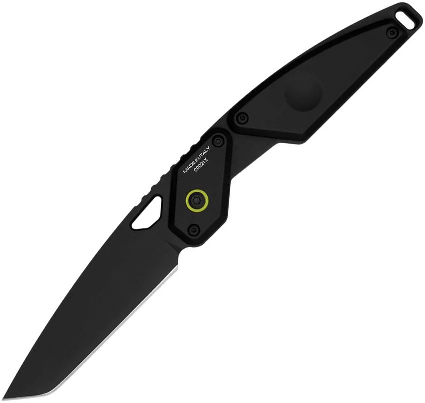 EX0182NITBLKO: Extrema Ratio Aero FX fixed blade, black aluminum handle with orange accents, 2.75" tanto blade
