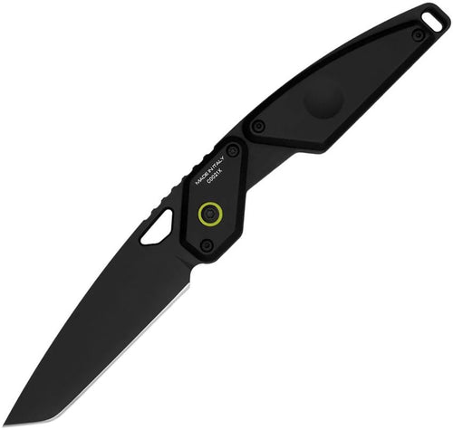 EX0182NITBLKO: Extrema Ratio Aero FX fixed blade, black aluminum handle with orange accents, 2.75" tanto blade
