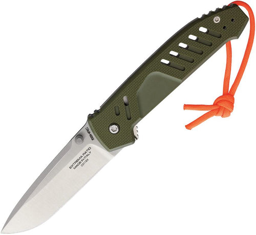 EX0232NITSG10G: Extrema Ratio MF1 EVO D linerlock, OD green G10 handle, 3.75" satin nitrogen steel drop point blade
