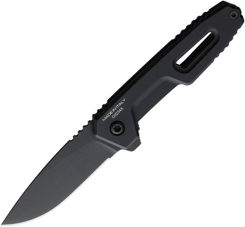 EX0246BLKA1: Extrema Ratio Satre F linerlock, black aluminum handle, 3" black stonewash N690 drop point blade