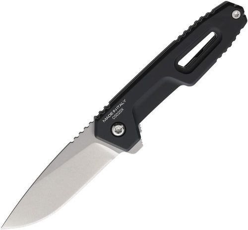 EX0246SWA1: Extrema Ratio Satre F linerlock, black aluminum handle, 3" stonewash N690 drop point blade