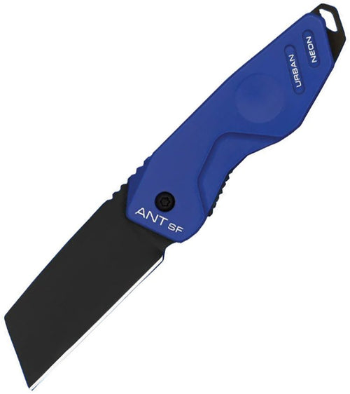 EX0471BLKBLU: Extrema Ratio ANT Urban framelock, blue handle, 2" black DLC N690 sheepsfoot blade
