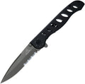 G41432: Gerber Evo linerlock, black aluminum handle, 3" gray TiNi partially serrated 7Cr17MoV blade