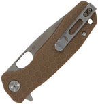 HB1010 Honey Badger Knives Large Linerlock DP Tan D2