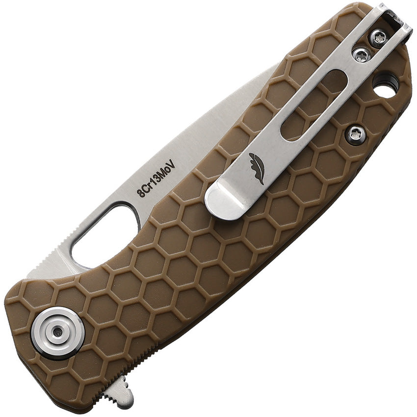 HB1022 Honey Badger Small Linerlock Tan