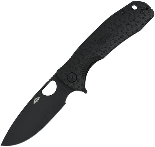 Honey Badger Knives Large linerlock folding knife with black DLC 8Cr13MoV blade and black textured nylon handle (HB1224BB)