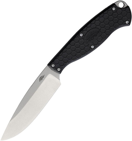 Honey Badger Knives Outfitter fixed blade knife with satin 8Cr13MoV blade and black textured GFN handle (HB5304)