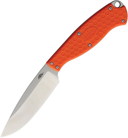 Honey Badger Knives Outfitter fixed blade knife with satin 8Cr13MoV blade and orange textured GFN handle (HB5306)