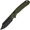 CJRB Bowie Pyrite Top linerlock folding knife with black PVD AR-RPM9 clip point blade and OD green G10 handle (J1942XBGN)