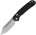 CJRB Bowie Pyrite Top linerlock folding knife with stonewash AR-RPM9 clip point blade and black G10 handle (J1942XBK)