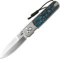 J1951GFCG1: CJRB Perfect Locust button lock, Arctic Storm carbon fiber handle with titanium bolsters, 3.13" polished S90V spear point blade