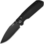 J1954LBBK: CJRB Mega Maximal crossbar lock, black canvas micarta handle, 3.38" black PVD AR-RPM9 drop point blade