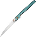 J1965BU: CJRB Lanky linerlock, blue aluminum pen-inspired handle, 3.5" sand blast AR-RPM9 blade