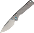 CJRB Latitude Top linerlock folding knife with stonewash CPM S35VN drop point blade and gray titanium handle (J1975GGY)