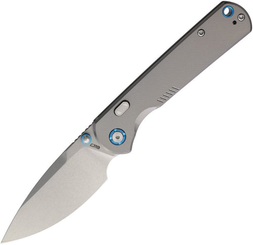 CJRB Latitude Top linerlock folding knife with stonewash CPM S35VN drop point blade and gray titanium handle (J1975GGY)