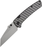 K1015H4: Kansept Main Street Top linerlock, black and satin aluminum handle, 3.38" stonewash Elmax Wharncliffe blade