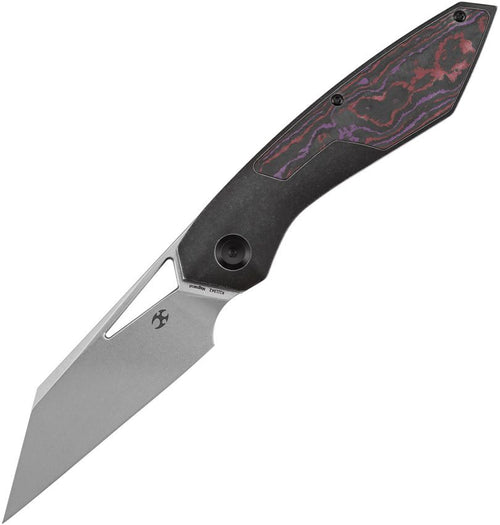 K1113A2: Kansept Strip framelock, Purple Haze carbon fiber inlay handle, 3.5" stonewash MagnaCut Wharncliffe blade