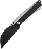 K1139A2: Kansept Contra framelock, black and gray titanium handle, 3.25" BlackWash S90V sheepsfoot blade