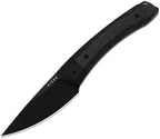 KI1124A4: Kizer Momo Fix 3 fixed blade, black burlap micarta handle, 3.25" black PVD AEB-L drop point blade