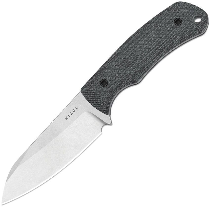 KI1135A3: Kizer Field Mouse fixed blade, Norplex UltreX handle, 2.75" stonewash 14C28N sheepsfoot blade