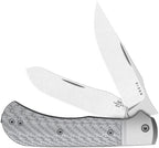 Kizer Trestle TP AirTi two-blade slip joint pocket knife with satin CTS-BD1 blades and silver CF inlay (KI3761TPA1)