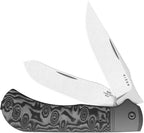 Kizer Trestle TP AirTi slip joint pocket knife with satin blades and black and gray Vortex micarta inlay (KI3761TPA2)