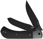Kizer Trestle TP AirTi slip joint pocket knife with black PVD blades and black burlap micarta inlay (KI3761TPA3)