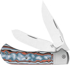Kizer Trestle TP AirTi two-blade slip joint pocket knife with satin CTS-BD1 blades and Vortex micarta inlay (KI3761TPA4)