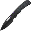 Kizer Durandal button linerlock folding knife with black PVD S35VN blade and Dark Matter carbon fiber inlay (KI3765BD1)