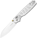 KIV3789A5: Kizer Pokiman clutch lock, clear acrylic handle, 3.25" satin AEB-L sheepsfoot blade