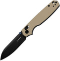 KIV3789A6: Kizer Pokiman clutch lock, tan aluminum handle, 3.25" black PVD AEB-L sheepsfoot blade