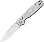 KIV3789BCA1: Kizer Pokiman button linerlock, aluminum foil G10 handle, 3.13" satin AEB-L clip point blade