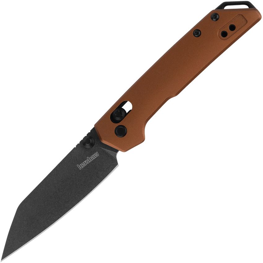 KS2051RBRZBW: Kershaw Mini Iridium DuraLock, bronze aluminum handle, 3" black oxide D2 reverse tanto blade