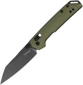 KS2051ROLBW: Kershaw Mini Iridium DuraLock, olive aluminum handle, 3" BlackWash D2 reverse tanto blade
