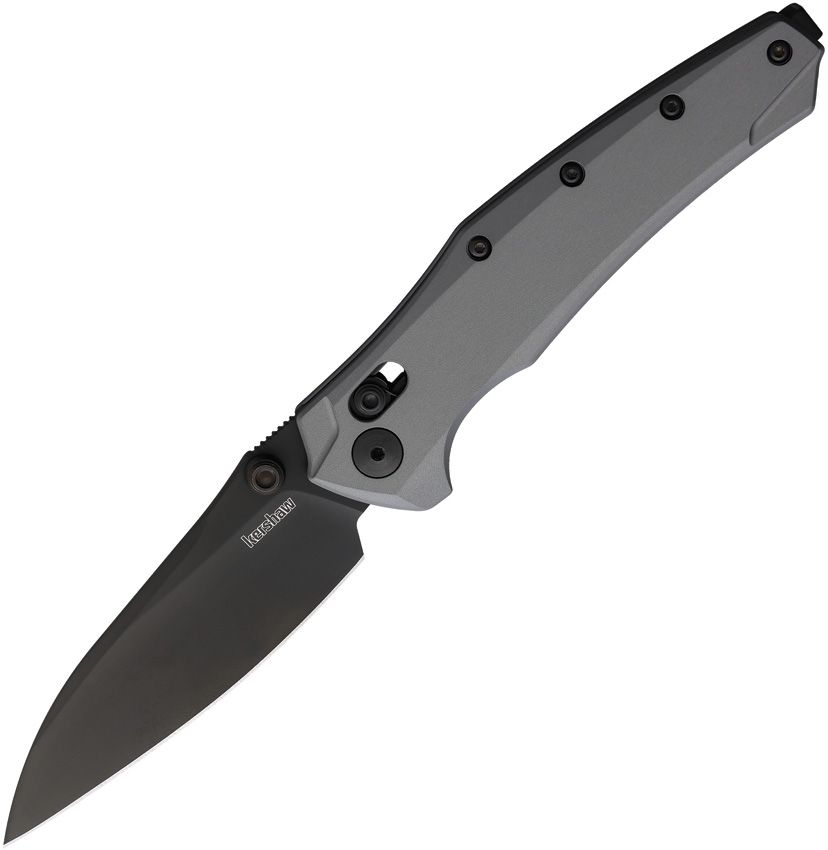 KS6777GRYBLK: Kershaw Bareknuckle DuraLock, gray aluminum handle, 3.5" black PVD MagnaCut sheepsfoot blade