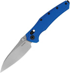 KS6777NBSW: Kershaw Bareknuckle DuraLock, blue aluminum handle, 3.5" stonewash MagnaCut sheepsfoot blade