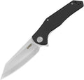 KUB158O: Kubey Flash linerlock, black G10 handle, 3.75" satin San Mai M2 reverse tanto blade
