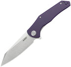 KUB158U: Kubey Flash linerlock, purple G10 handle, 3.75" satin 14C28N reverse tanto blade