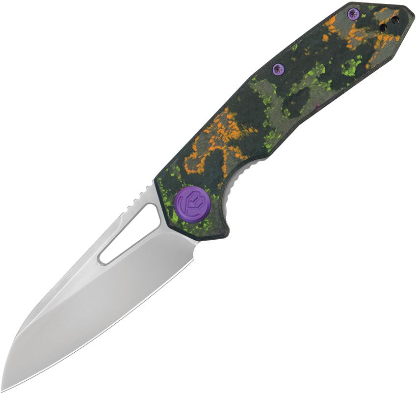 KB Knives Vagrant linerlock folding knife with satin M390 sheepsfoot blade and 80's Camo carbon fiber handle (KUB2911G)