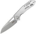 KUB291E1: Kubey Vagrant linerlock, clear polycarbonate handle, 3" stonewash 14C28N sheepsfoot blade