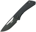KUB331S: Kubey Thalia front flipper, black G10 handle, 3.25" BlackWash 14C28N drop point blade