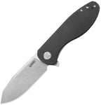KUB358K: Kubey Master Chief linerlock, black micarta handle, 3.63" stonewash 14C28N reverse tanto blade