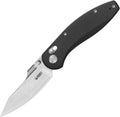 KUB422A: Kubey Minor crossbar lock, black G10 handle, 3.13" satin San Mai M2 clip point blade