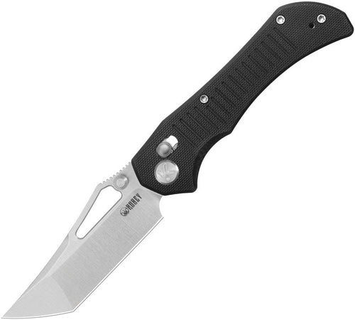 KUB433A: Kubey Tantorian crossbar lock, black G10 handle, 3.25" satin 14C28N blade