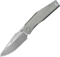 KB Knives Illusion framelock folding knife with bead blast M390 reverse tanto blade and gray titanium handle (KUB443A)