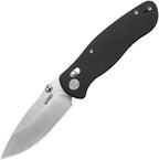 Kubey Pebble crossbar lock folding knife with satin 14C28N drop point blade and black G10 handle (KUB481A)