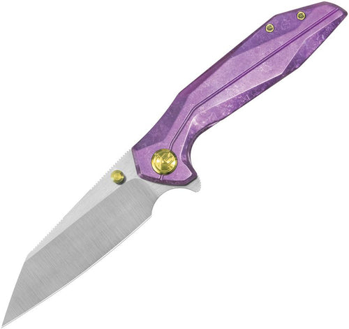 KUB495F: KB Knives Nova framelock, purple titanium handle, 3.63" satin M390 blade